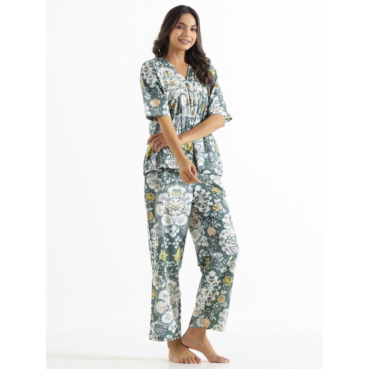 Sanskrutihomes X Styli  Cotton Floral Print Peplum Top & Pyjama Set-women-clothing-nightwear-pyjamas-longsets-image-3