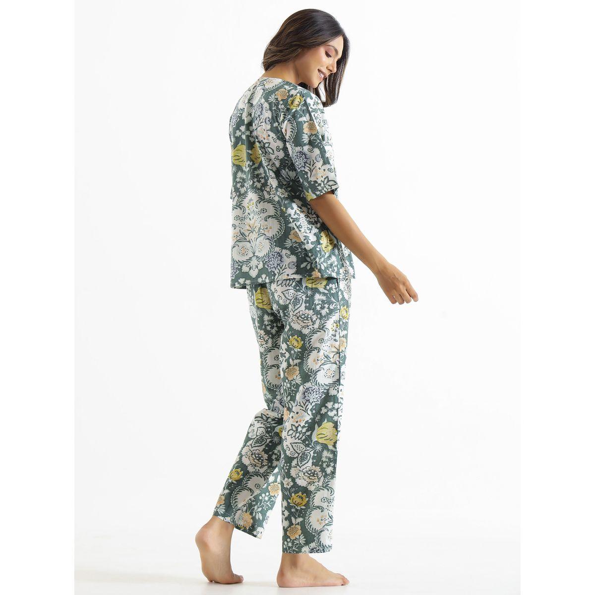 Sanskrutihomes X Styli  Cotton Floral Print Peplum Top & Pyjama Set-women-clothing-nightwear-pyjamas-longsets-image-4