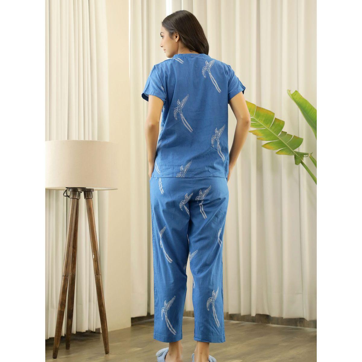 Sanskrutihomes X Styli  Cotton Graphic Print Notch Neck Top & Pyjama Set-women-clothing-nightwear-pyjamas-longsets-image-1