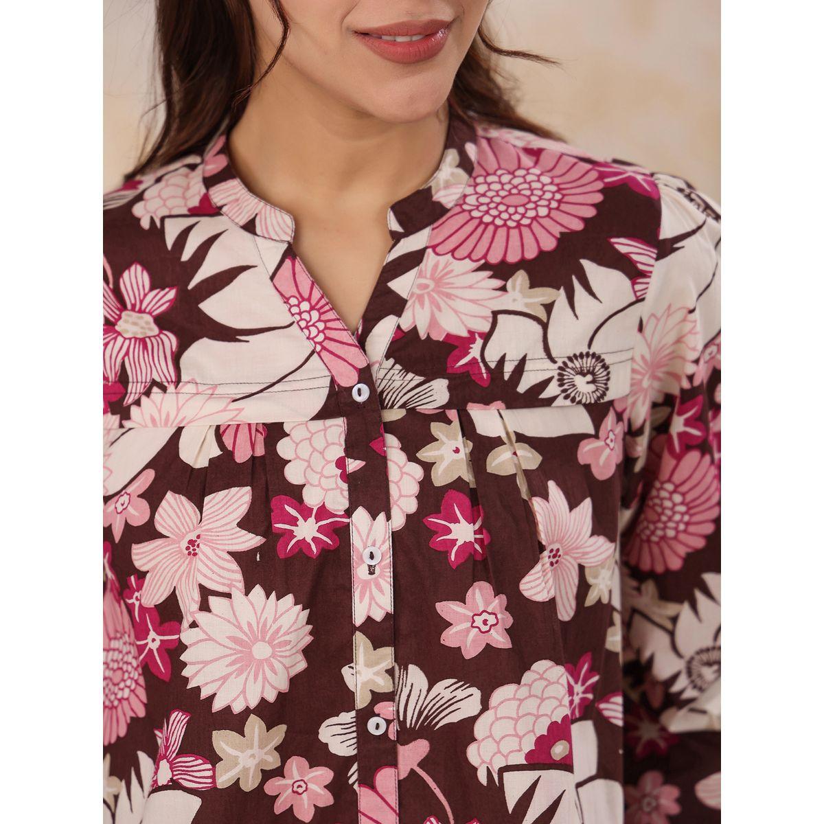 Sanskrutihomes X Styli  Cotton Floral Print Shirt & Pyjama Set-women-clothing-nightwear-pyjamas-longsets-image-11