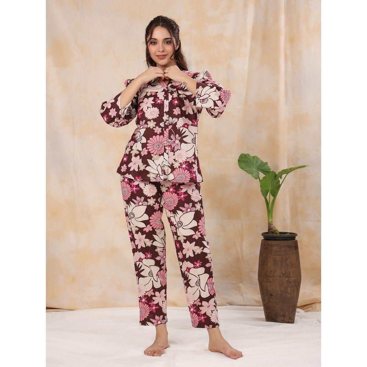 Sanskrutihomes X Styli  Cotton Floral Print Shirt & Pyjama Set-women-clothing-nightwear-pyjamas-longsets-image-8