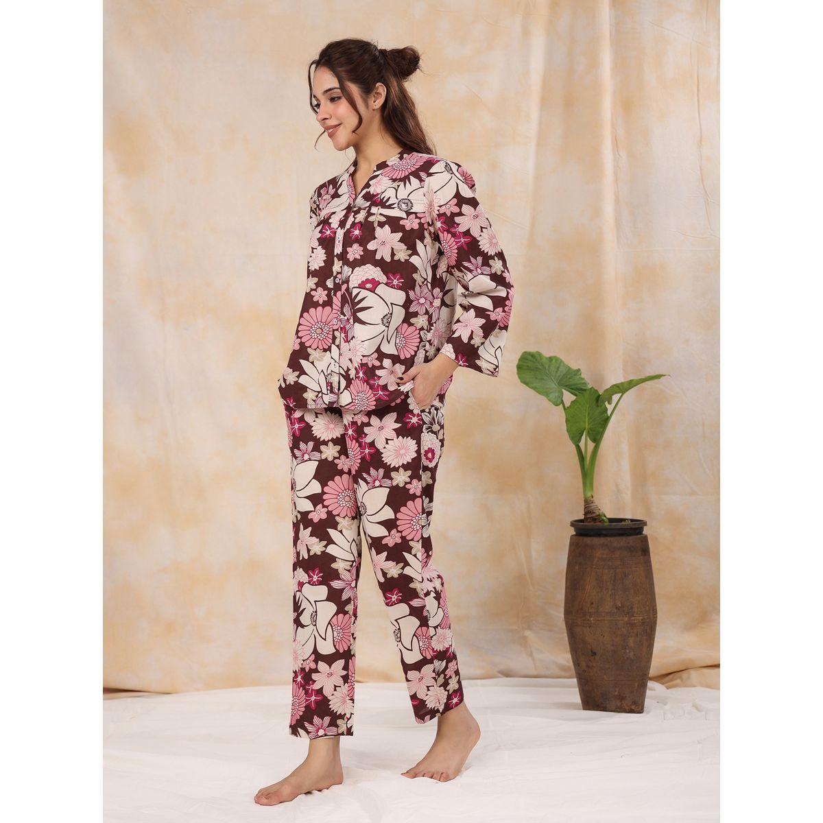 Sanskrutihomes X Styli  Cotton Floral Print Shirt & Pyjama Set-women-clothing-nightwear-pyjamas-longsets-image-9