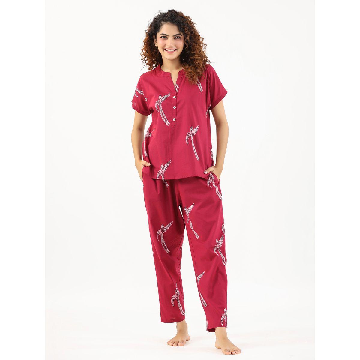 Sanskrutihomes X Styli  Cotton Bird Print Top & Pyjama Set-women-clothing-nightwear-pyjamas-longsets-image-1