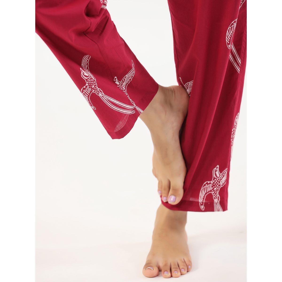 Sanskrutihomes X Styli  Cotton Bird Print Top & Pyjama Set-women-clothing-nightwear-pyjamas-longsets-image-2