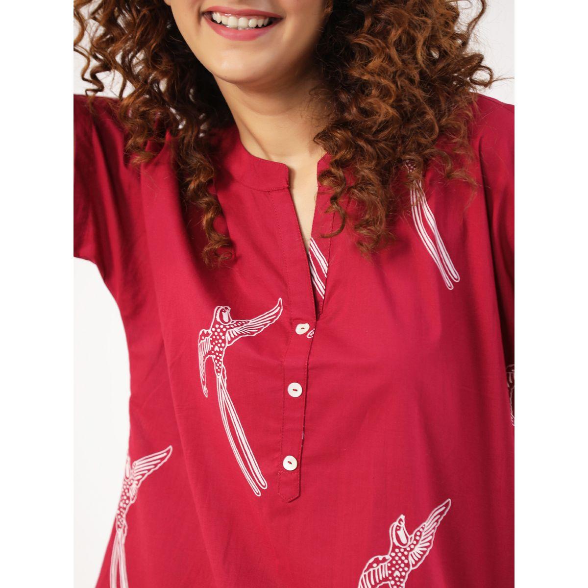 Sanskrutihomes X Styli  Cotton Bird Print Top & Pyjama Set-women-clothing-nightwear-pyjamas-longsets-image-3