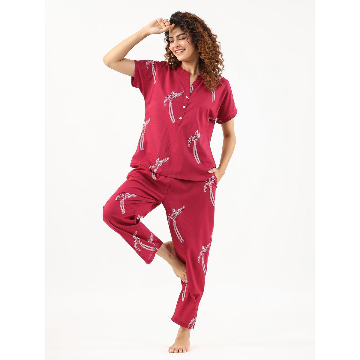 Sanskrutihomes X Styli  Cotton Bird Print Top & Pyjama Set-women-clothing-nightwear-pyjamas-longsets-image-5