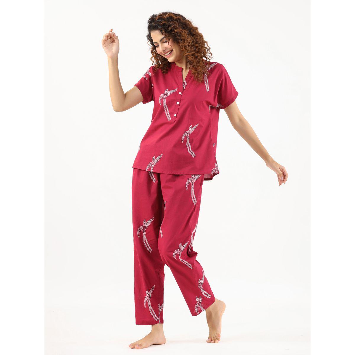 Sanskrutihomes X Styli  Cotton Bird Print Top & Pyjama Set-women-clothing-nightwear-pyjamas-longsets-image-6