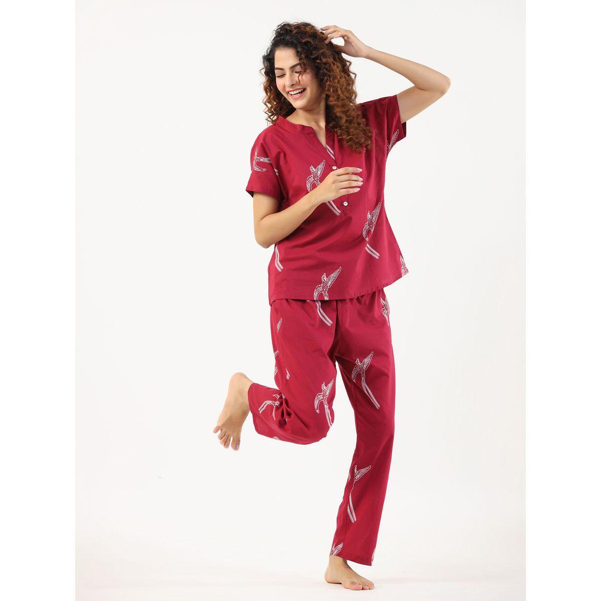 Sanskrutihomes X Styli  Cotton Bird Print Top & Pyjama Set-women-clothing-nightwear-pyjamas-longsets-image-8