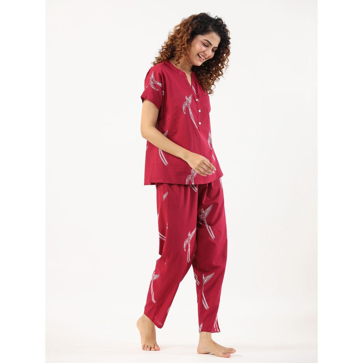 Sanskrutihomes X Styli  Cotton Bird Print Top & Pyjama Set-women-clothing-nightwear-pyjamas-longsets-image-9
