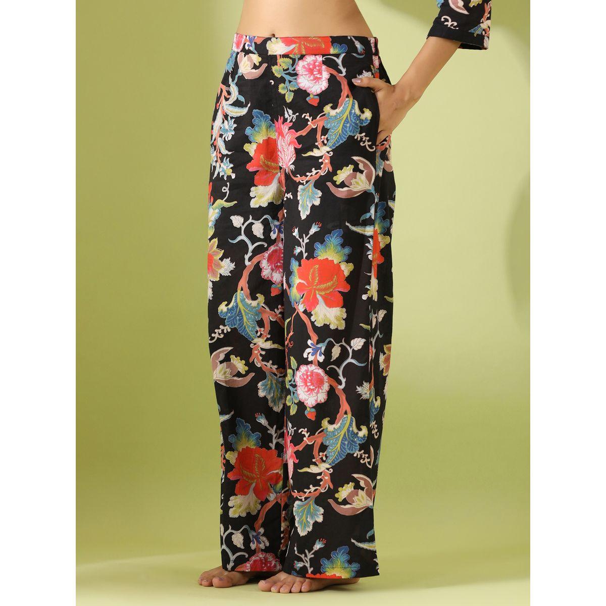 Sanskrutihomes X Styli  Cotton Floral Print Longline Top & Pyjama Set-women-clothing-nightwear-pyjamas-longsets-image-2