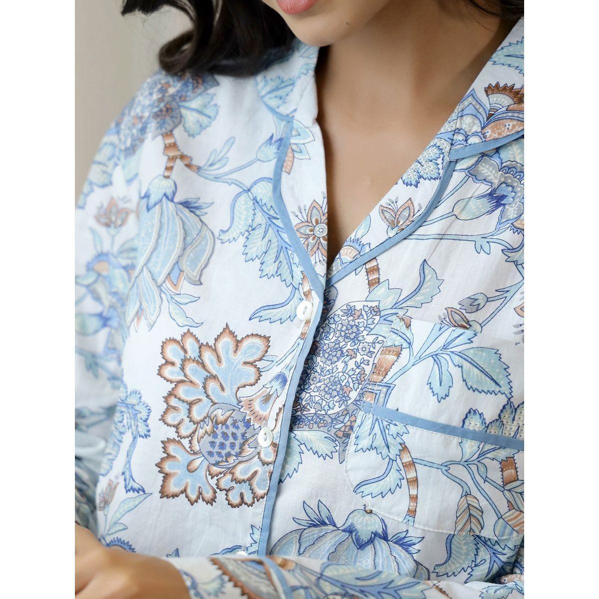 Sanskrutihomes X Styli  Floral Print Cotton Shirt & Pyjama Set-women-clothing-nightwear-pyjamas-longsets-image-4