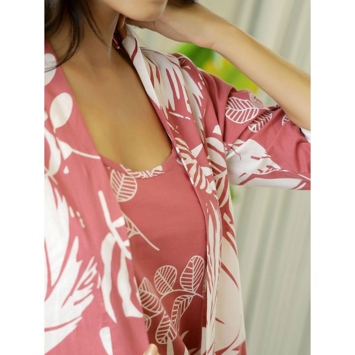 Sanskrutihomes X Styli  Pack of 3 - Cotton Tropical Print Cami, Robe & Pyjama-women-clothing-nightwear-pyjamas-longsets-image-7