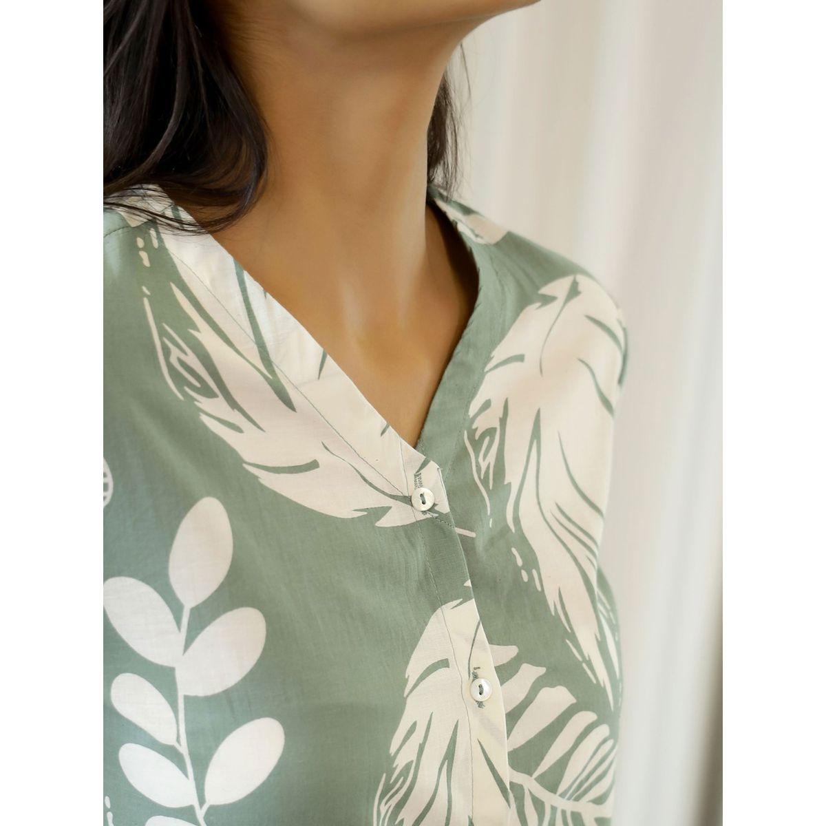 Sanskrutihomes X Styli  Tropical Print Cotton Top & Shorts Set-women-clothing-nightwear-pyjamas-longsets-image-6
