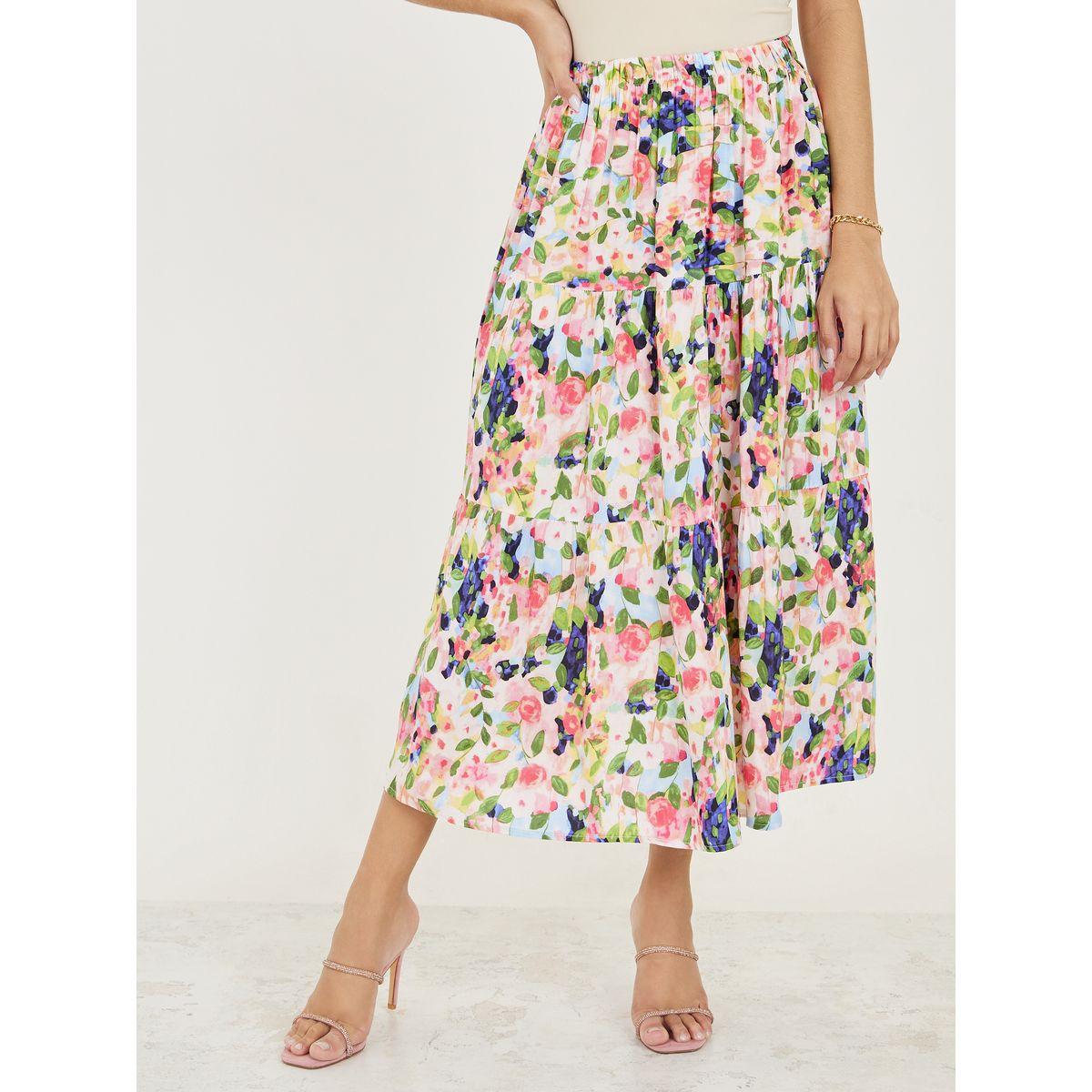 Styli Floral Print Midi Skirt-women-clothing-bottoms-skirts-image-1