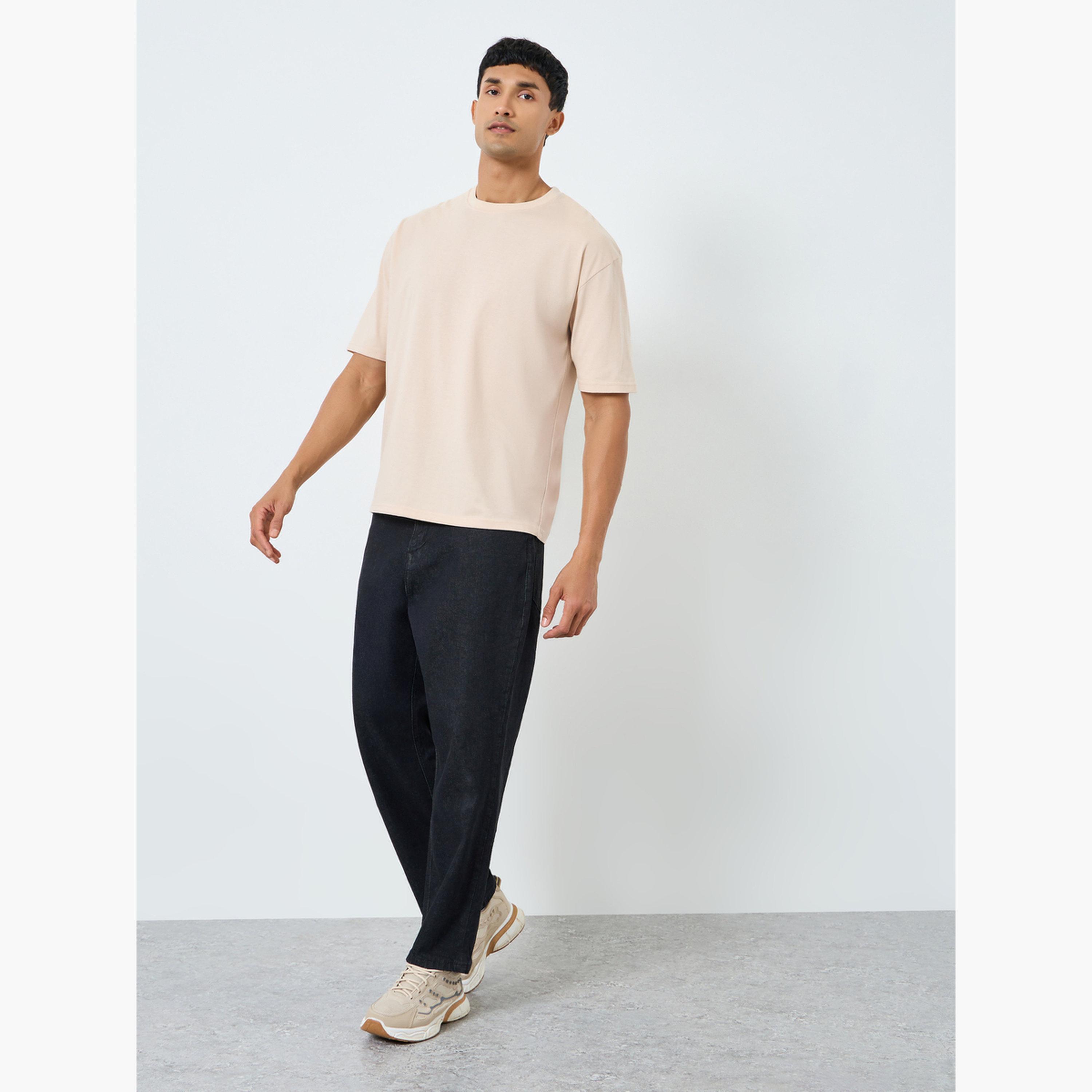 Styli Men Beige Graphic Print Oversized T-Shirt-men-clothing-tshirtsandpolos-tshirts-image-2