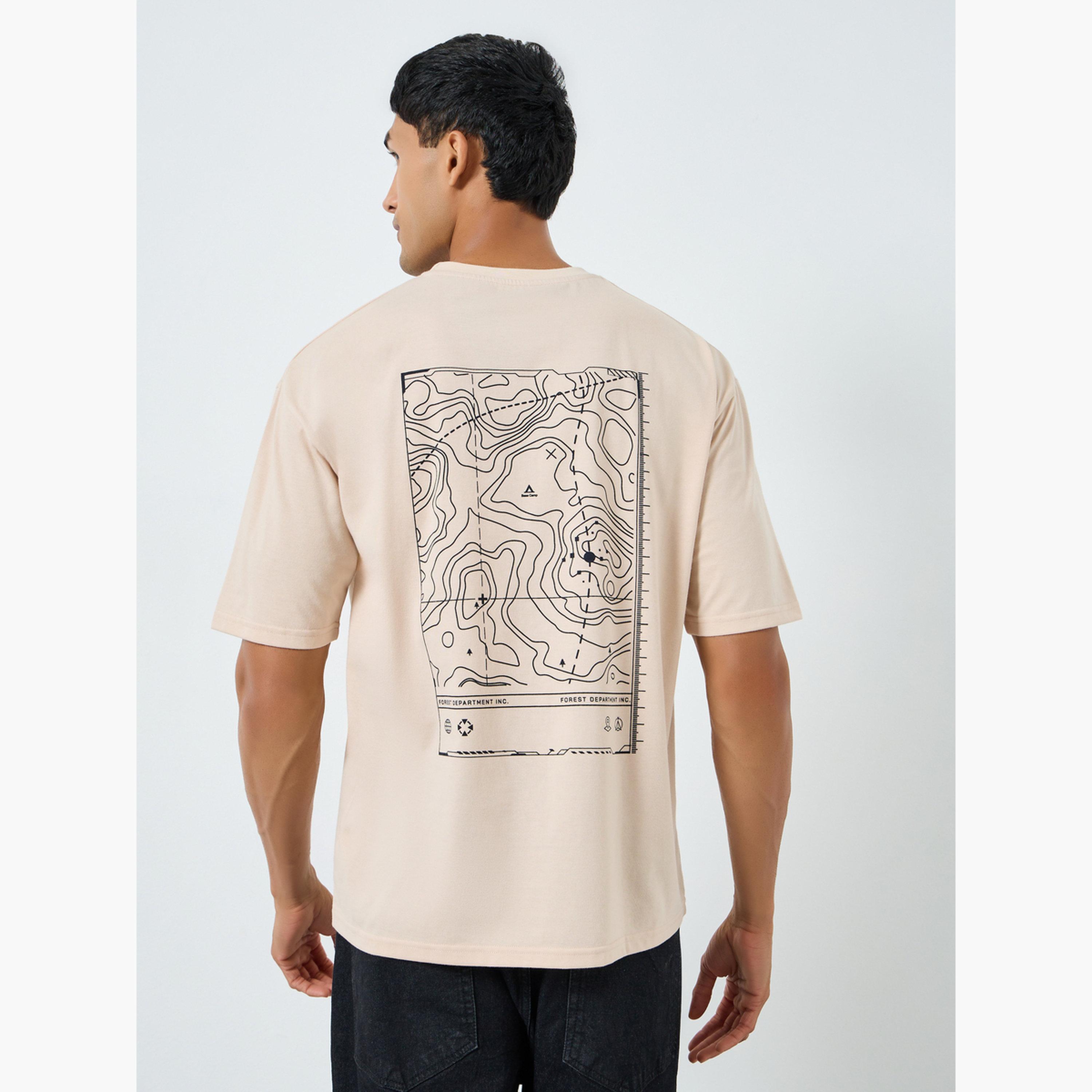 Styli Men Beige Graphic Print Oversized T-Shirt-men-clothing-tshirtsandpolos-tshirts-image-5