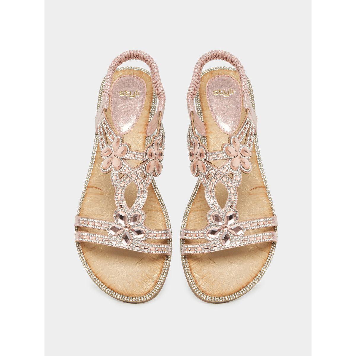 Styli Embellished Strap Flat Sandals-women-shoes-sandals-flats-image-6