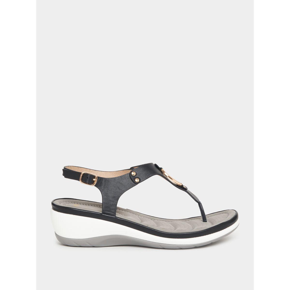 Styli Metallic Trim Accent Wedge Sandals-women-shoes-sandals-flats-image-2