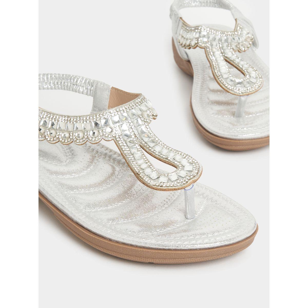 Styli Rhinestone Emnellished Ankle Strap Flat Sandals-women-shoes-sandals-flats-image-4