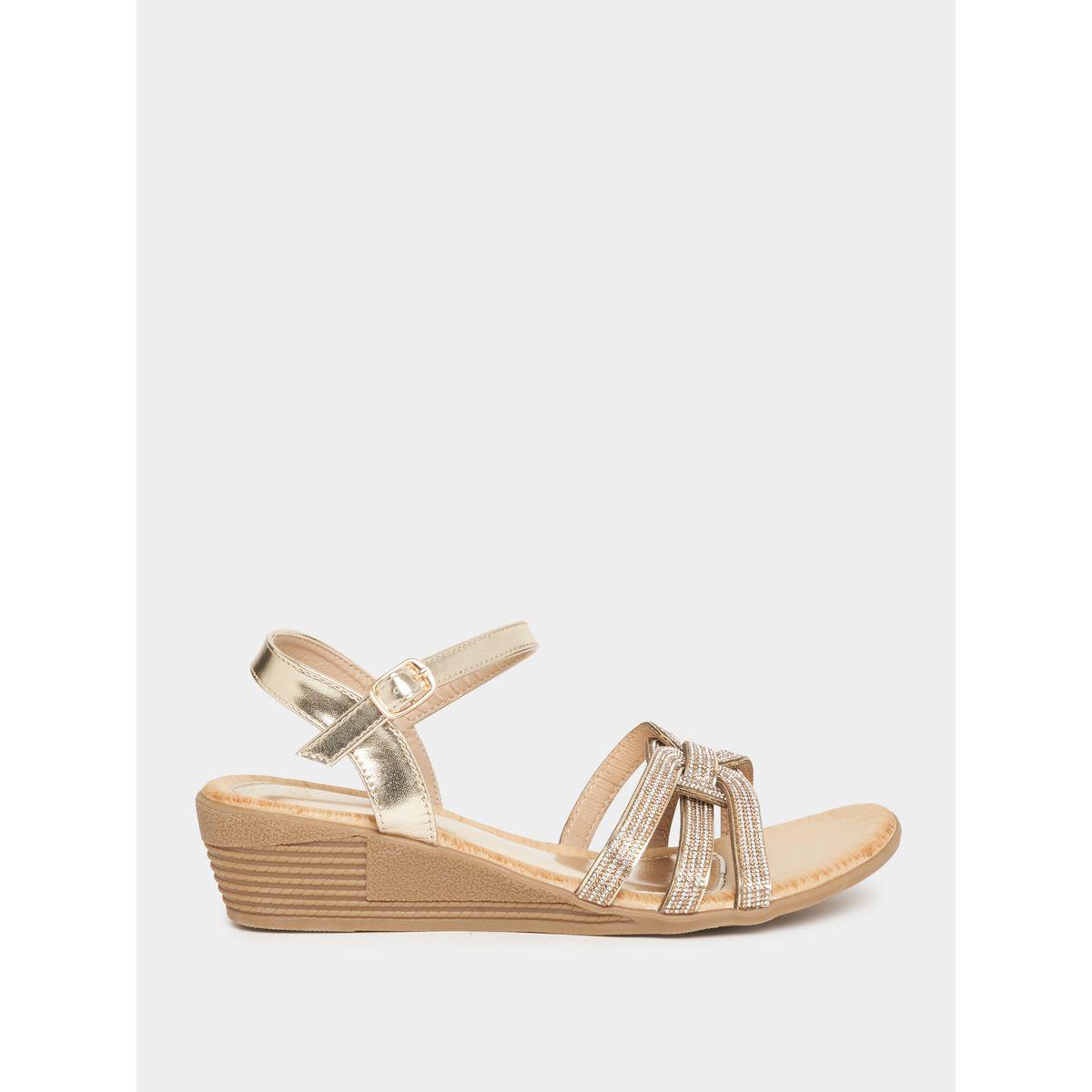 Styli Embellishes Ankle Strap Wedge Sandals-women-shoes-sandals-flats-image-2