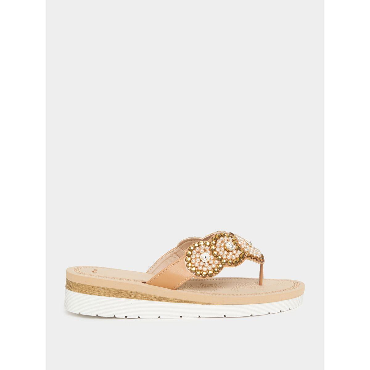صندل فلات مزين بلؤلؤ صناعي-women-shoes-sandals-flats-image-2