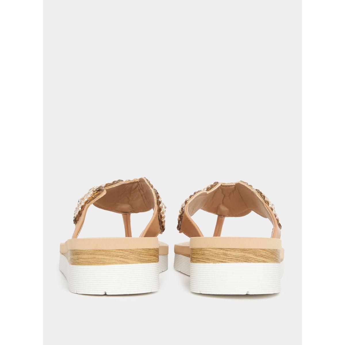 صندل فلات مزين بلؤلؤ صناعي-women-shoes-sandals-flats-image-5