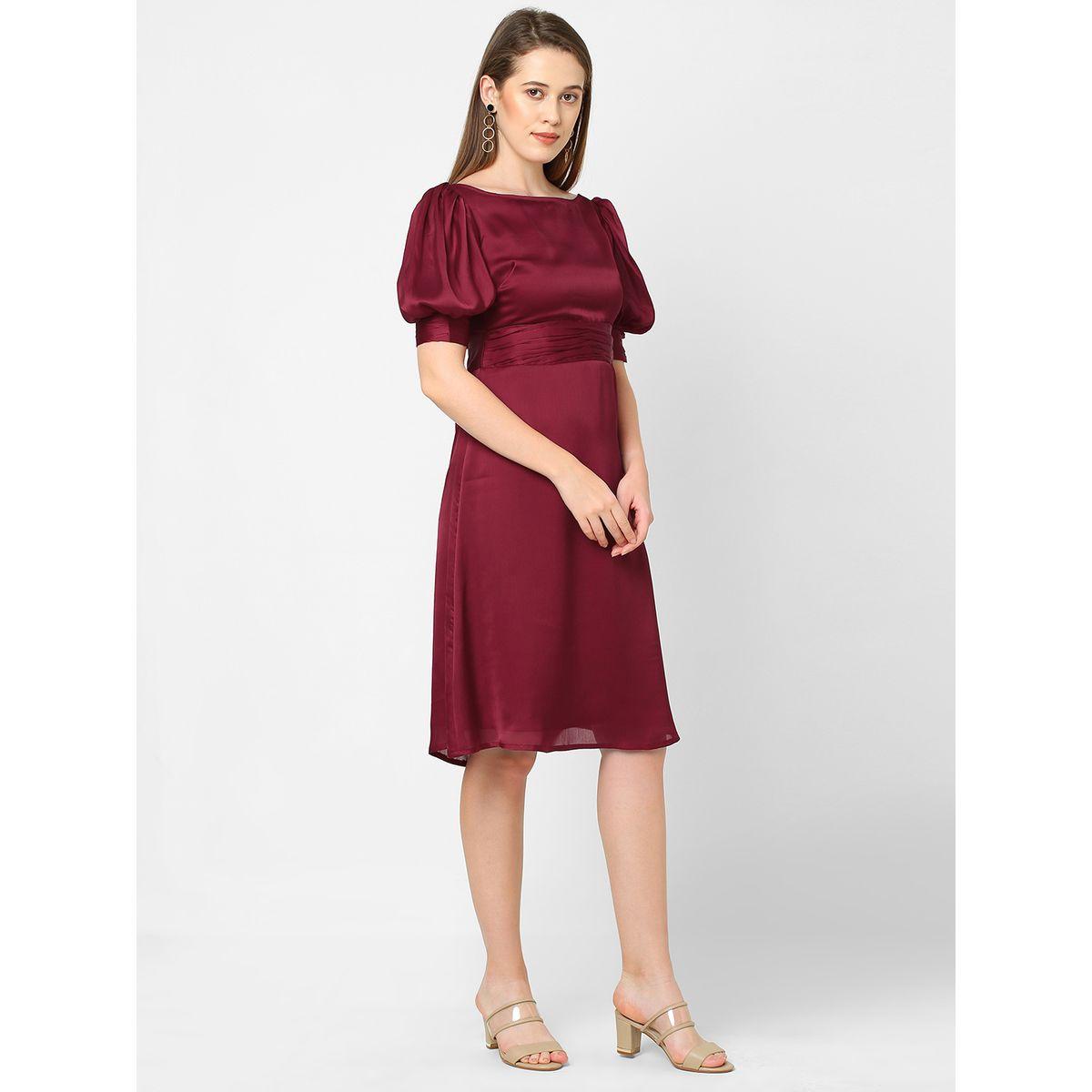 فستان سادة شيفون بطول الركبة ميش × ستايلي-women-clothing-dresses-image-3