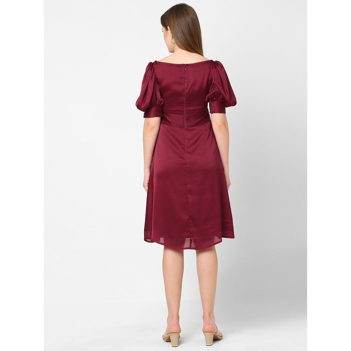 فستان سادة شيفون بطول الركبة ميش × ستايلي-women-clothing-dresses-image-4