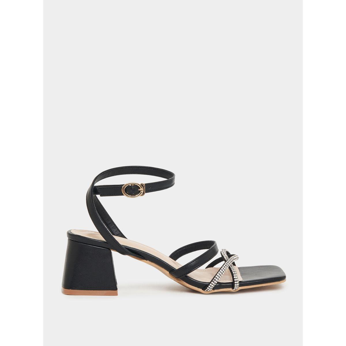 Styli Ankle Strap Rhinestone Detail Block Heel Sandals-women-shoes-heels-image-2
