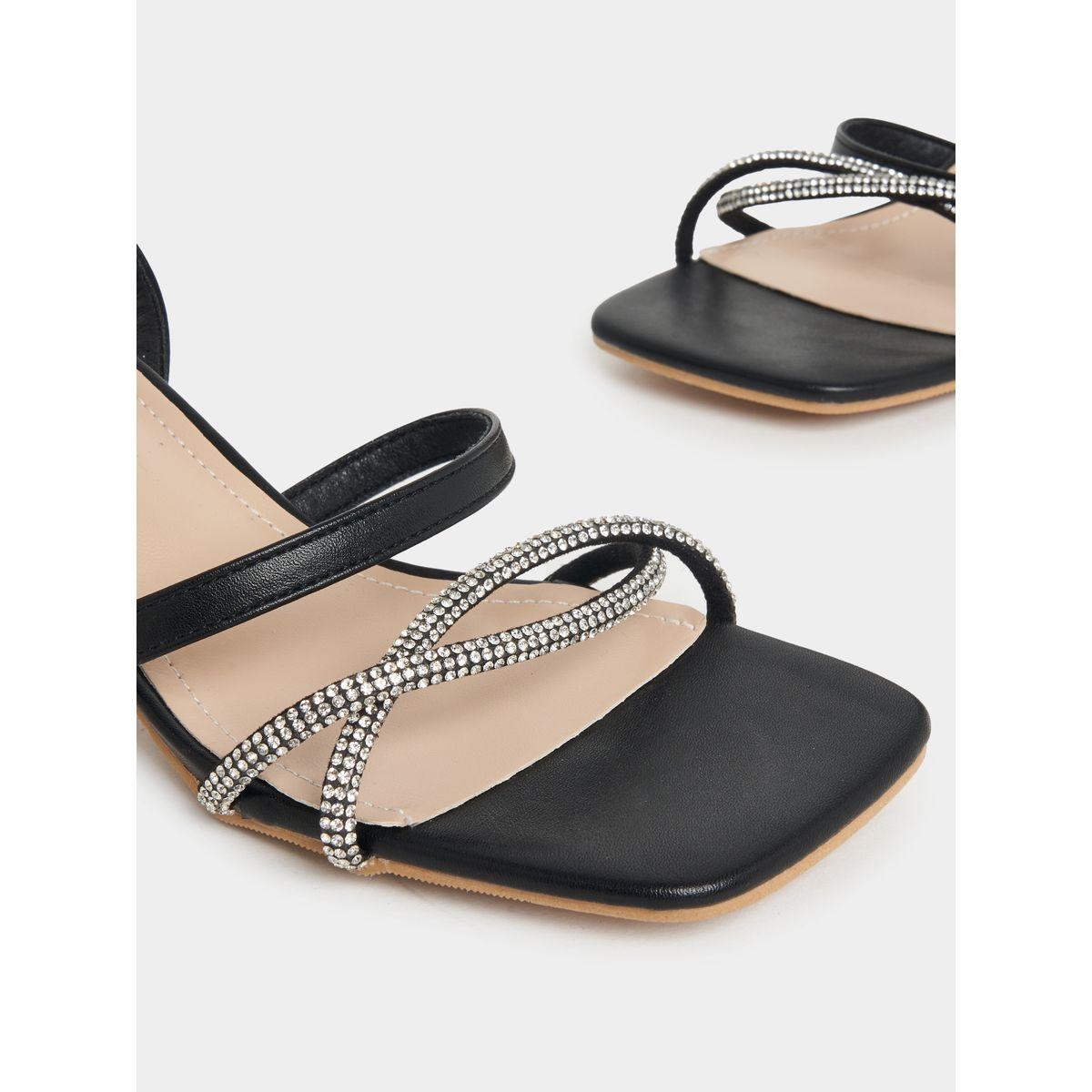 Styli Ankle Strap Rhinestone Detail Block Heel Sandals-women-shoes-heels-image-4