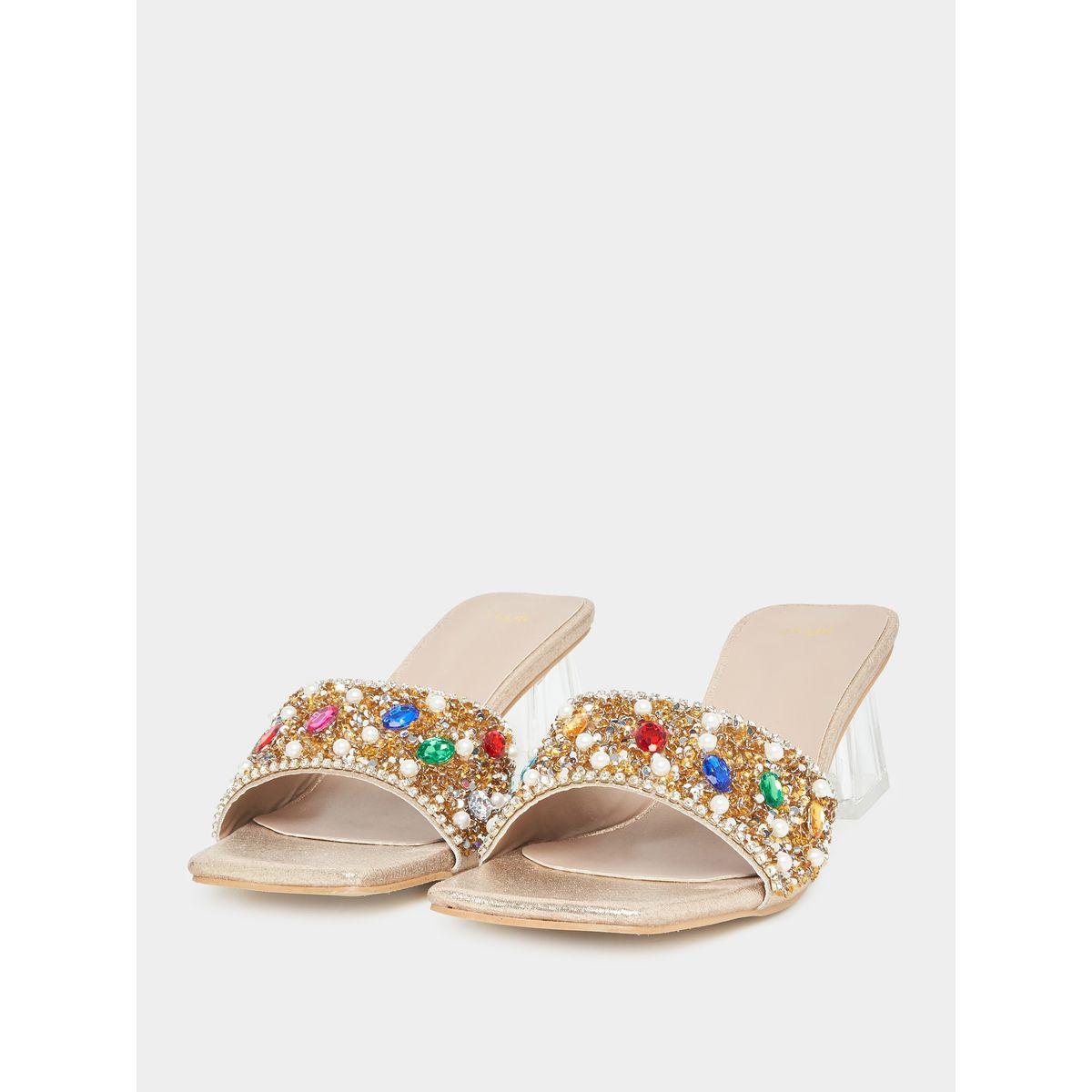 Styli Embellished Detail Block Heels-women-shoes-heels-image-1