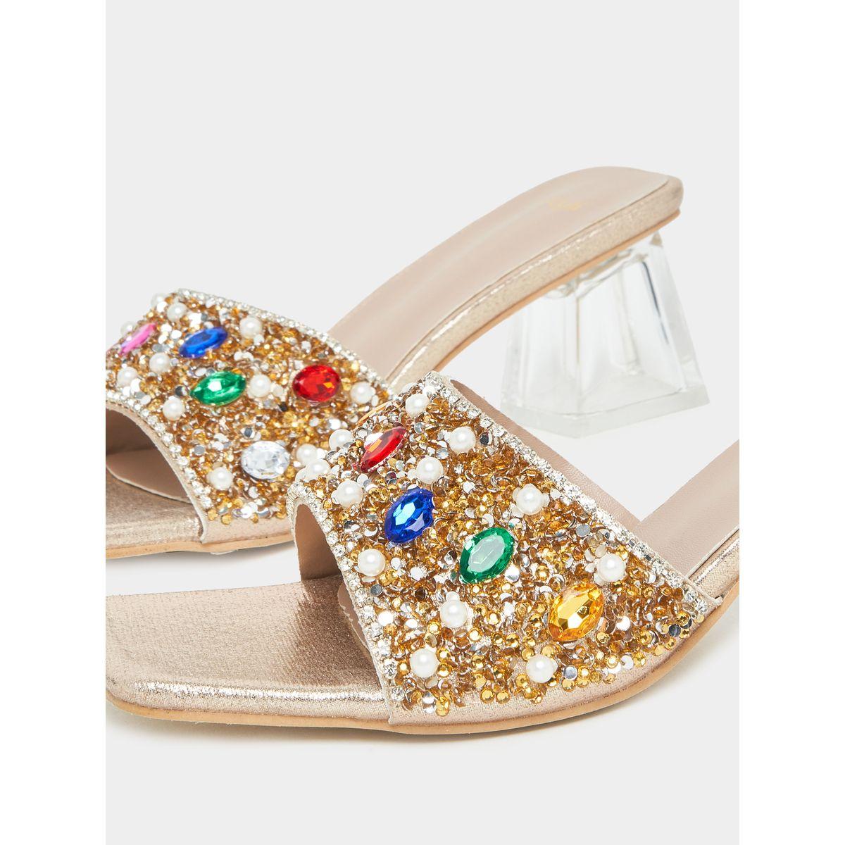 Styli Embellished Detail Block Heels-women-shoes-heels-image-4