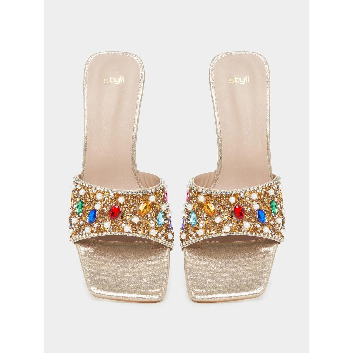 Styli Embellished Detail Block Heels-women-shoes-heels-image-5