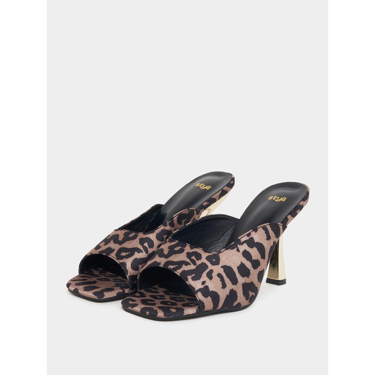 Styli Leopard Print Open Toe Sandals-women-shoes-heels-image-3