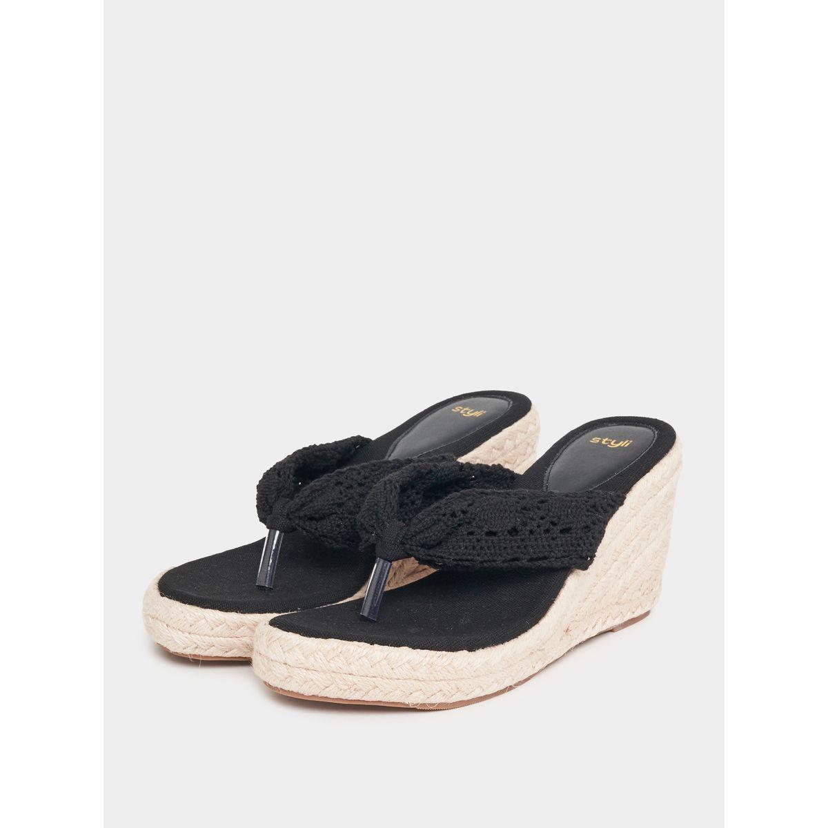 Styli Woven Strap Wedge Sandals-women-shoes-heels-image-3