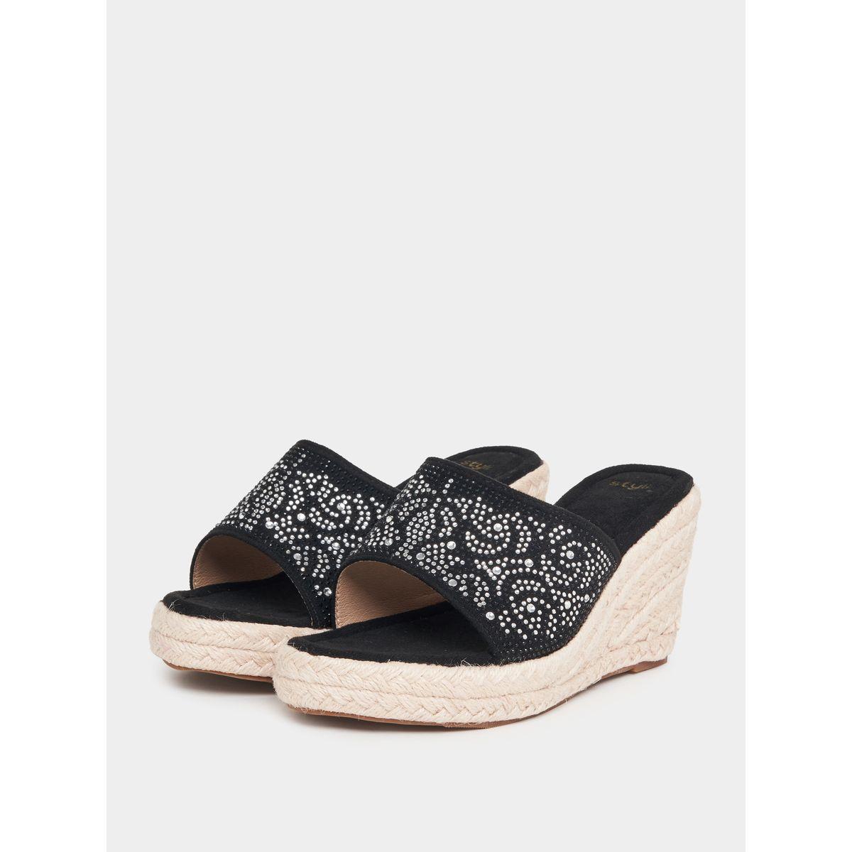 Styli Embellished Open Toe Wedge Sandals-women-shoes-heels-image-3