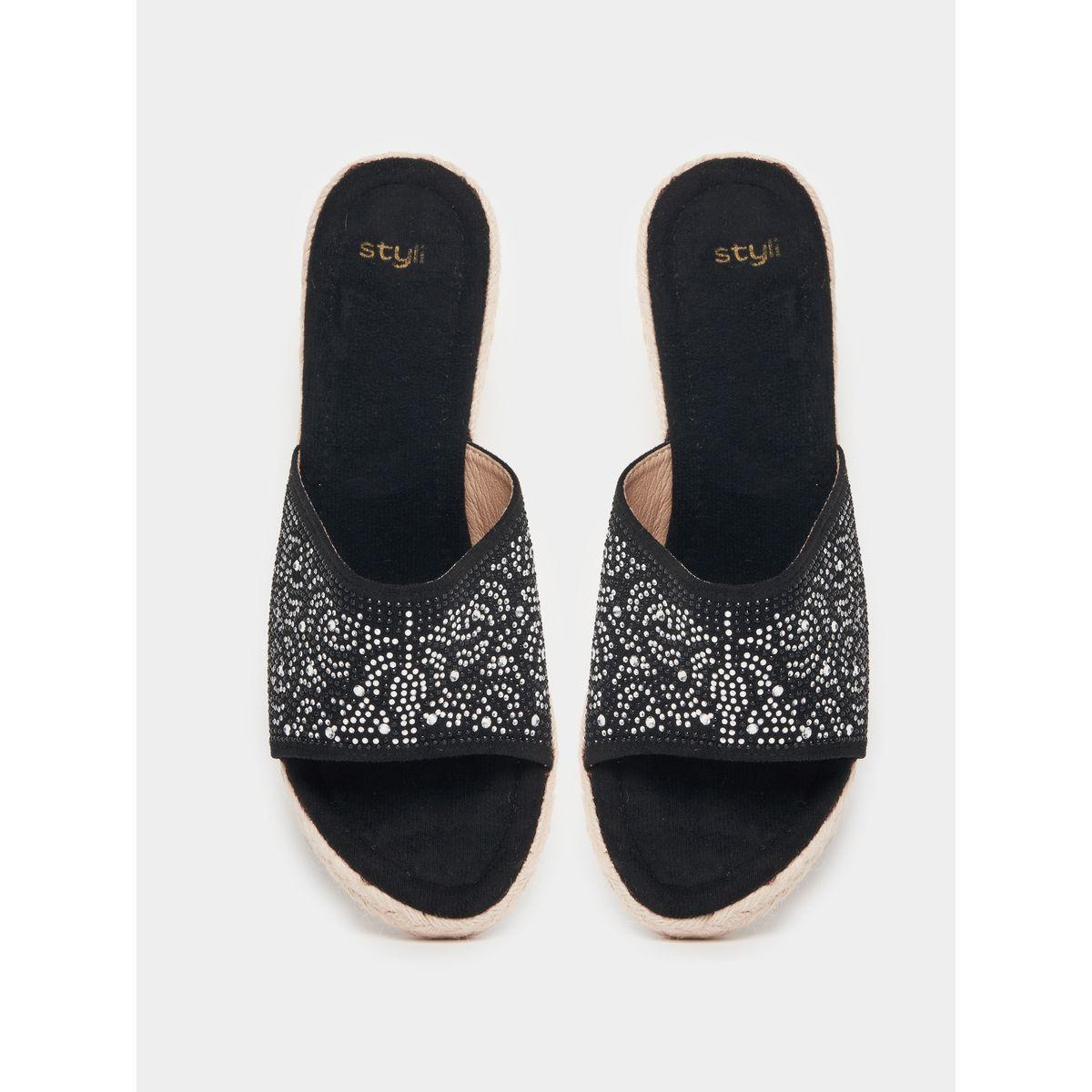Styli Embellished Open Toe Wedge Sandals-women-shoes-heels-image-6