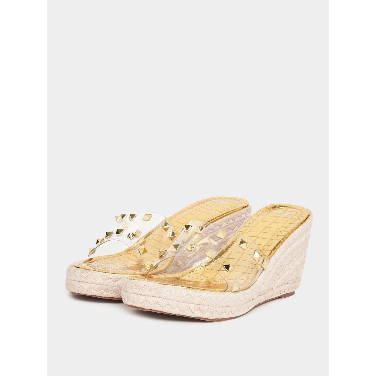 Styli Metal Studded Transparent Strap Wedge Sandals-women-shoes-heels-image-3