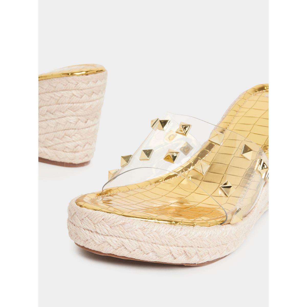 Styli Metal Studded Transparent Strap Wedge Sandals-women-shoes-heels-image-4
