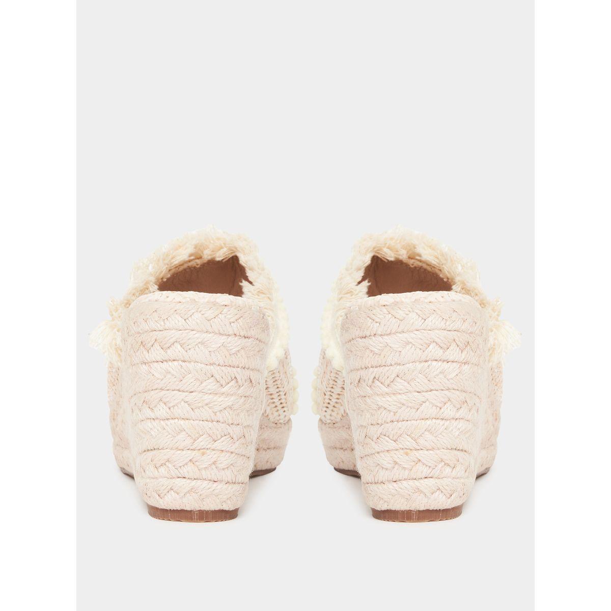 Styli Straw Braided Fringe & Pom Pom Detail Wedge Sandals-women-shoes-heels-image-4