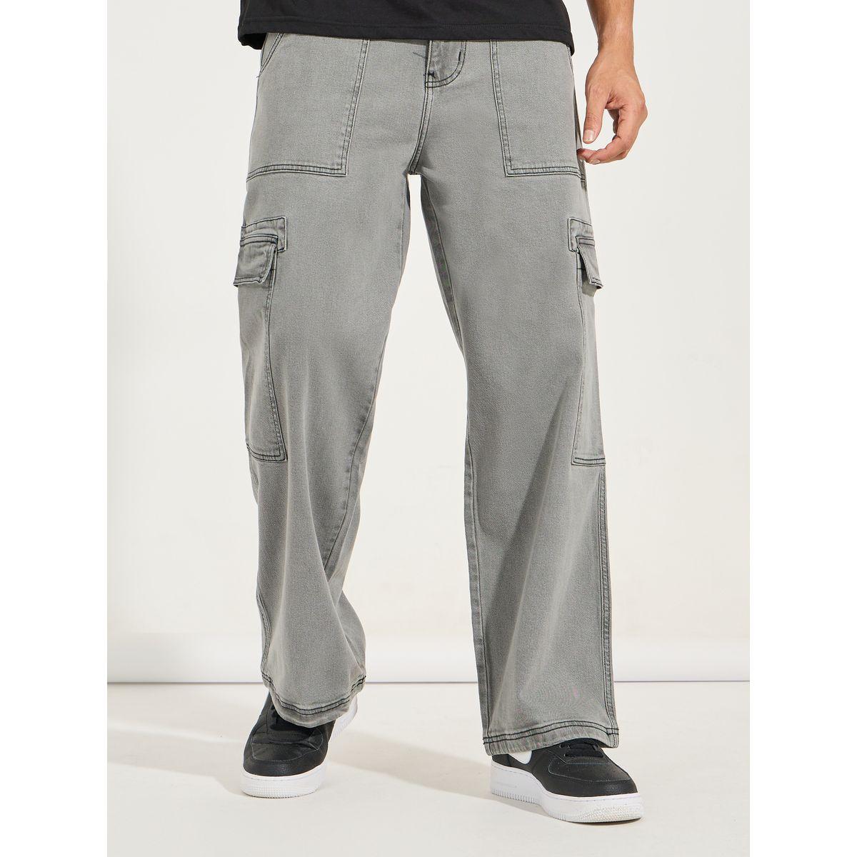 جينز كارجو بارجل واسعة وتفاصيل جيوب-men-clothing-bottoms-jeans-image-1
