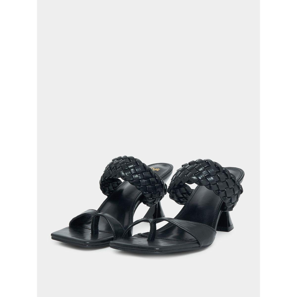 Styli Weave Double Strap Kitten Heel Sandals-women-shoes-heels-image-2