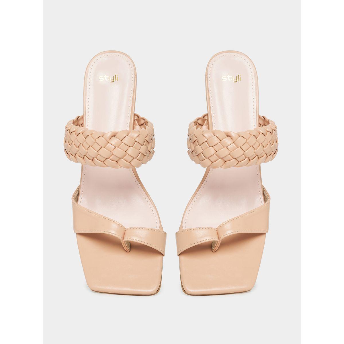 Styli Weave Double Strap Kitten Heel Sandals-women-shoes-heels-image-5