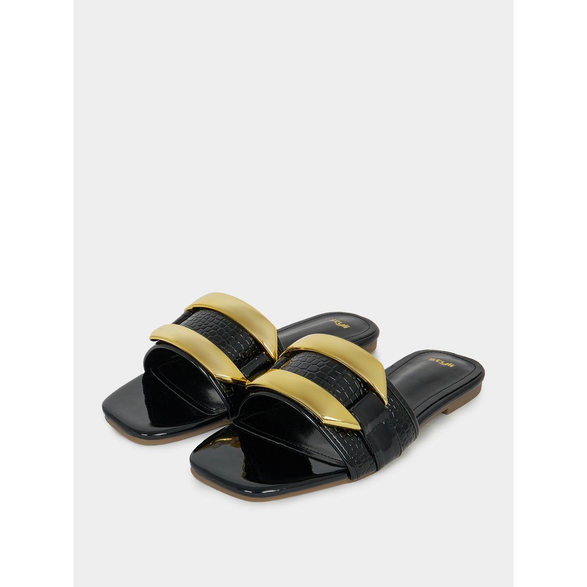 صندل فلات مزين بحلية براقة-women-shoes-sandals-flats-image-2