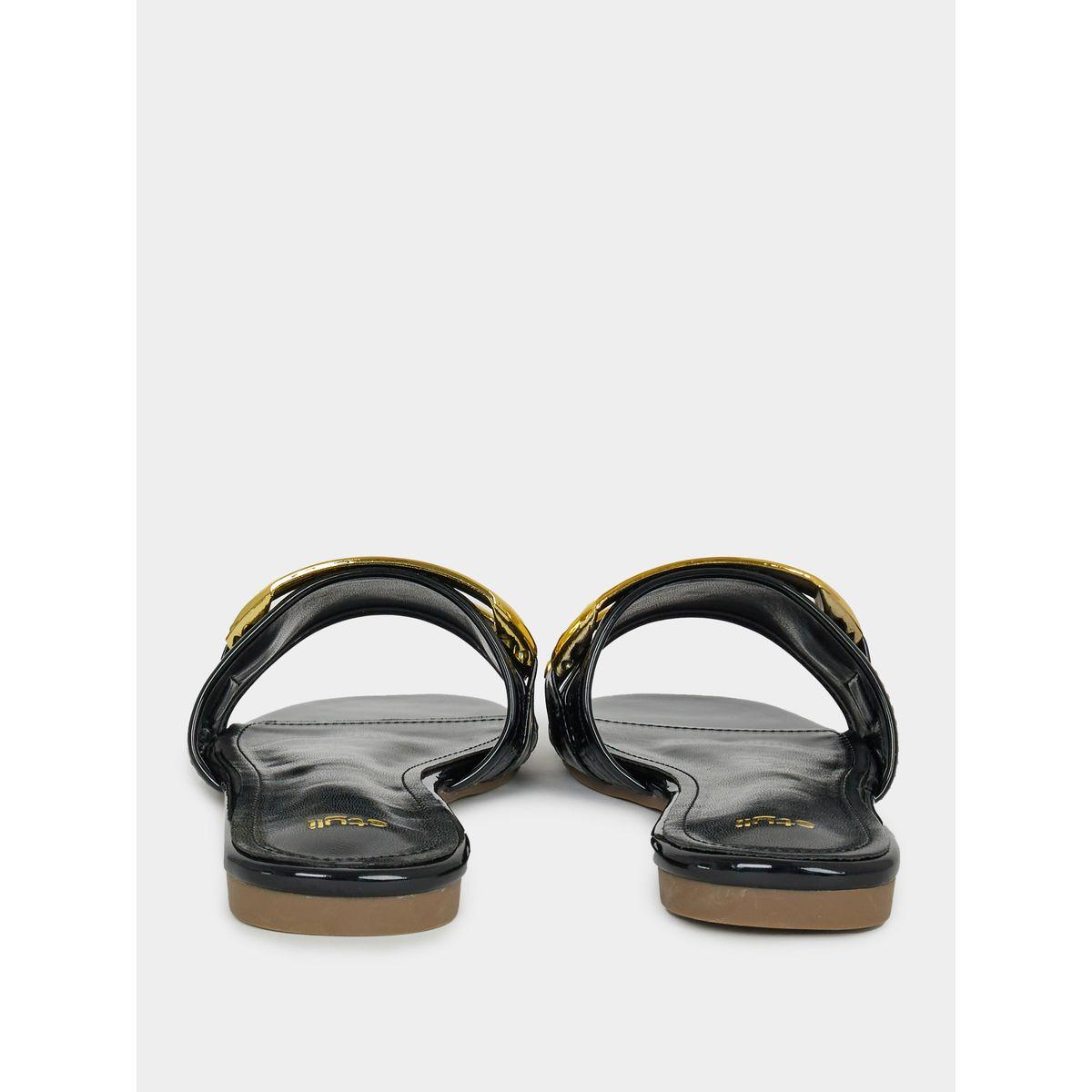 Styli Metallic Trim Accent Flat Sandals-women-shoes-sandals-flats-image-4