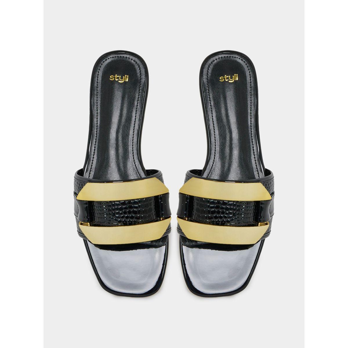 صندل فلات مزين بحلية براقة-women-shoes-sandals-flats-image-5