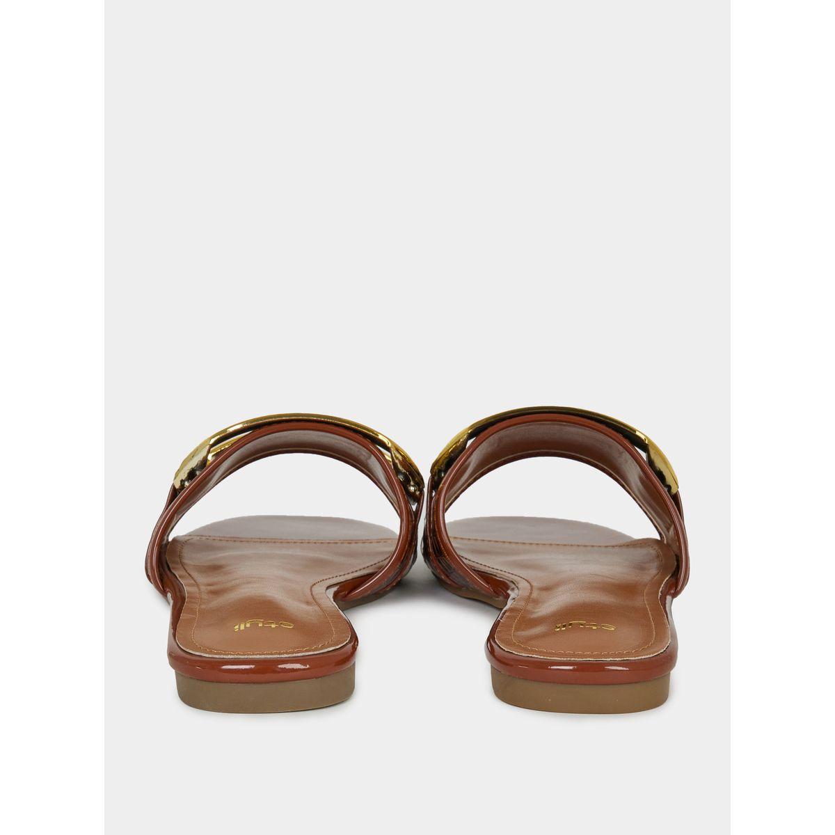 Styli Metallic Trim Accent Flat Sandals-women-shoes-sandals-flats-image-4