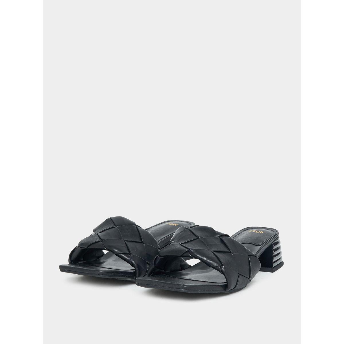 Styli Weave Strap Block Heel Sandals-women-shoes-heels-image-2