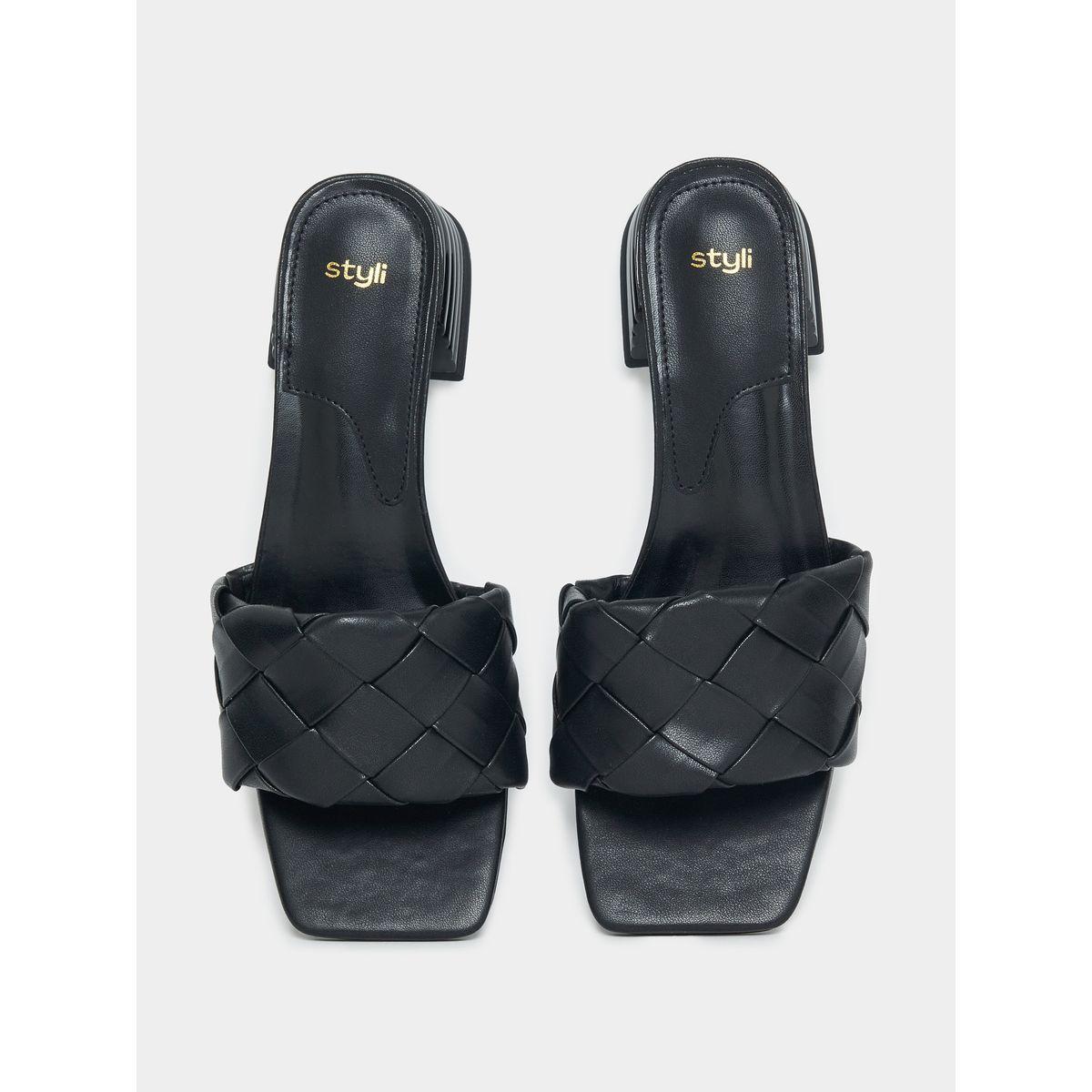 Styli Weave Strap Block Heel Sandals-women-shoes-heels-image-6