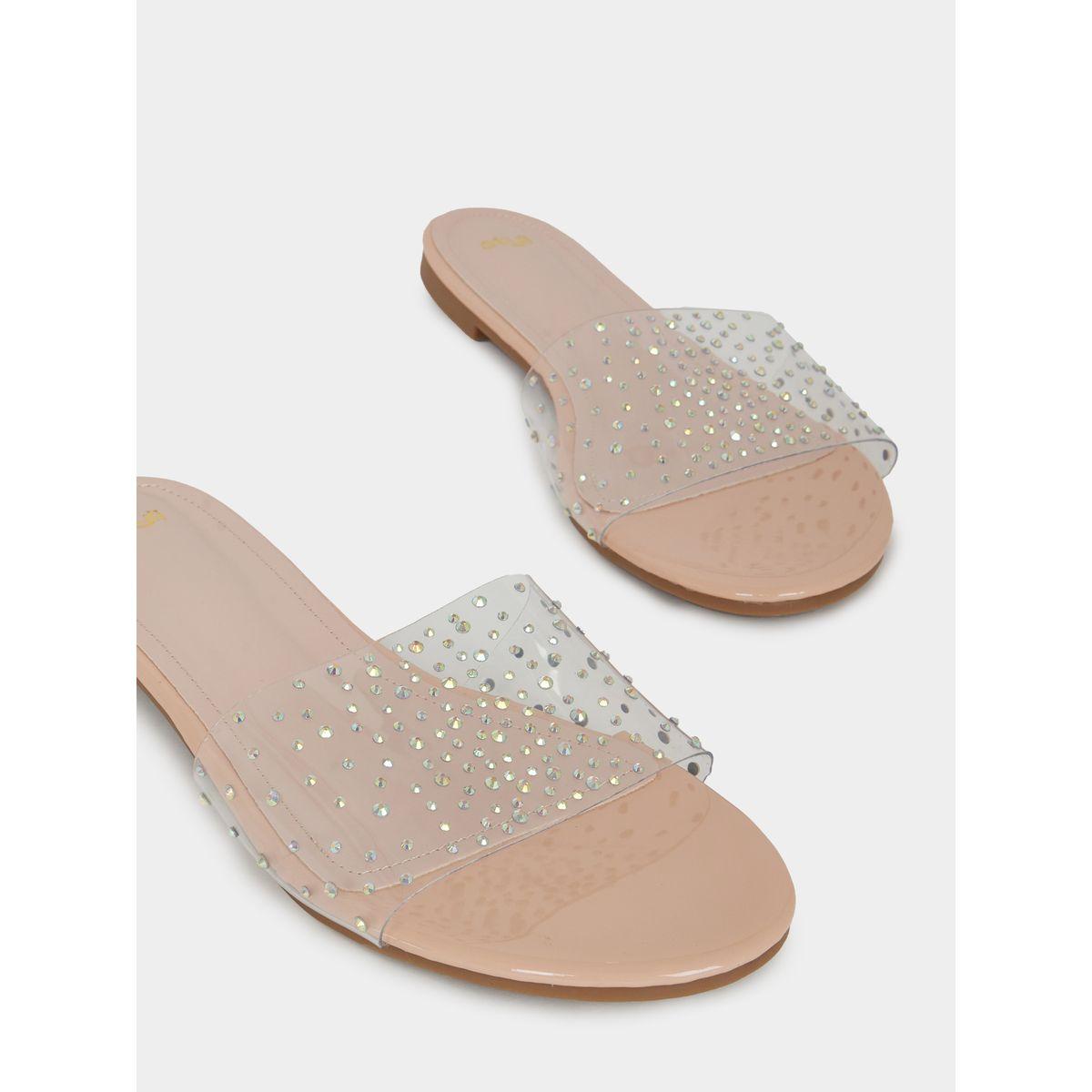 صندل فلات بسير شفاف منمق بالاحجار-women-shoes-sandals-flats-image-3